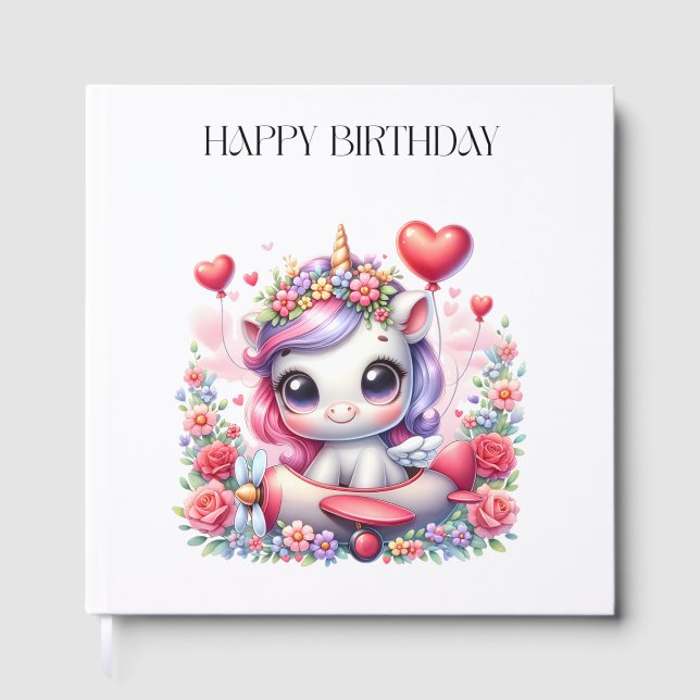 Libro De Visitas Tarjeta de cumpleaños de piloto de unicornio (Anverso)