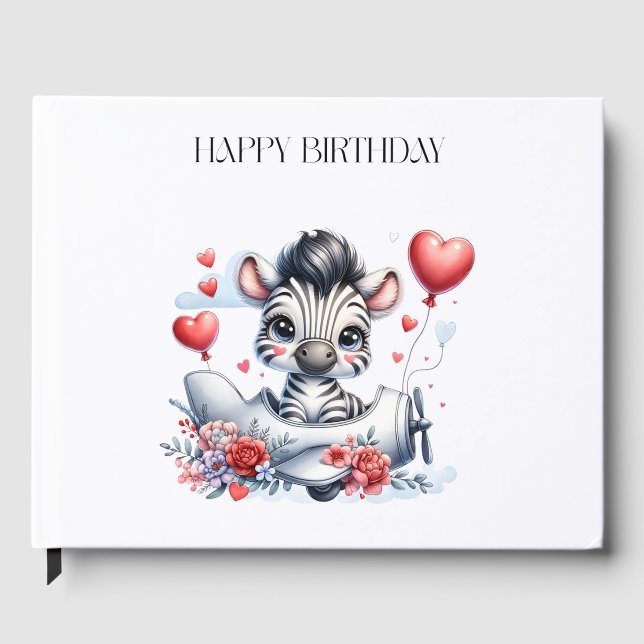 Libro De Visitas Tarjeta de cumpleaños del avión cebra (Anverso)