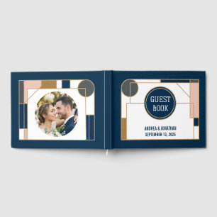 Libro De Visitas Tarjeta de Invitación de Boda Art Déco Editable co