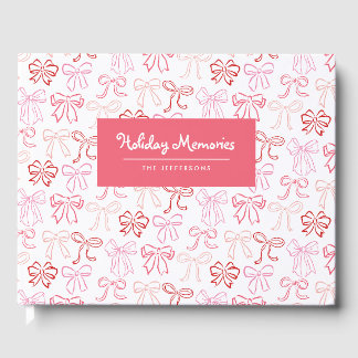 Libro De Visitas Tarjeta de vacaciones personalizada con lazos rosa