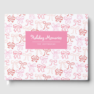 Libro De Visitas Tarjeta de vacaciones personalizada con lazos rosa