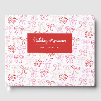 Libro De Visitas Tarjeta de vacaciones personalizada con lazos rosa