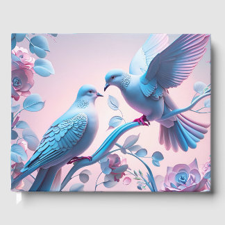 Libro De Visitas Tarjeta plana de agradecimiento de dos palomas