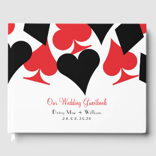 Libro De Visitas Tarjeta roja y negra para Boda de Las Vegas
