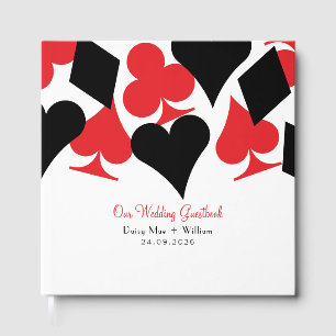 Libro De Visitas Tarjeta roja y negra para Boda de Las Vegas