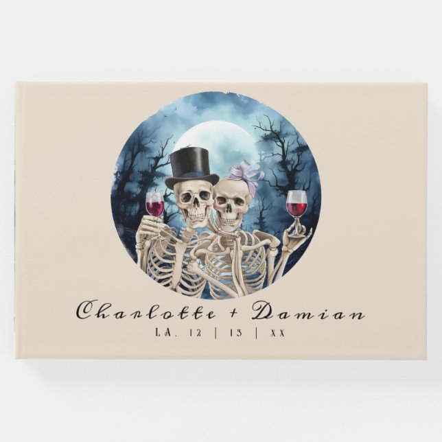 Libro De Visitas Tarot de Calaveras Góticas de Hallowen Los Amantes (Anverso)