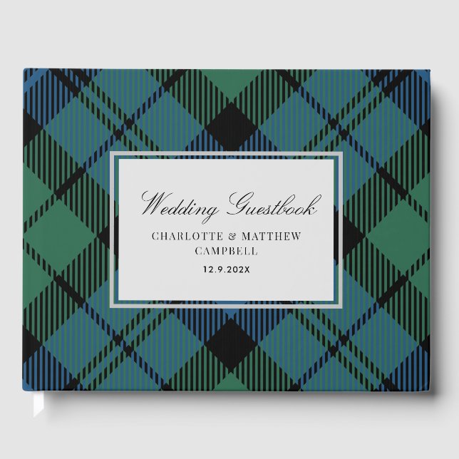 Libro De Visitas Tartan Clan Campbell Plaid Blue Green Check Person (Anverso)