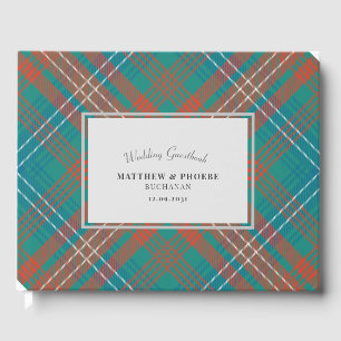 Libro De Visitas Tartan Clan Wilson Plaid Naranja Turquoise Check