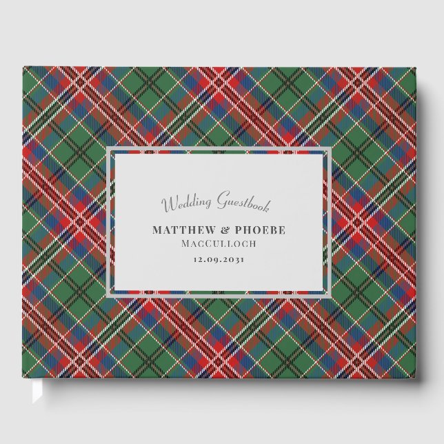 Libro De Visitas Tartan de boda a cuadros rústicos (Anverso)