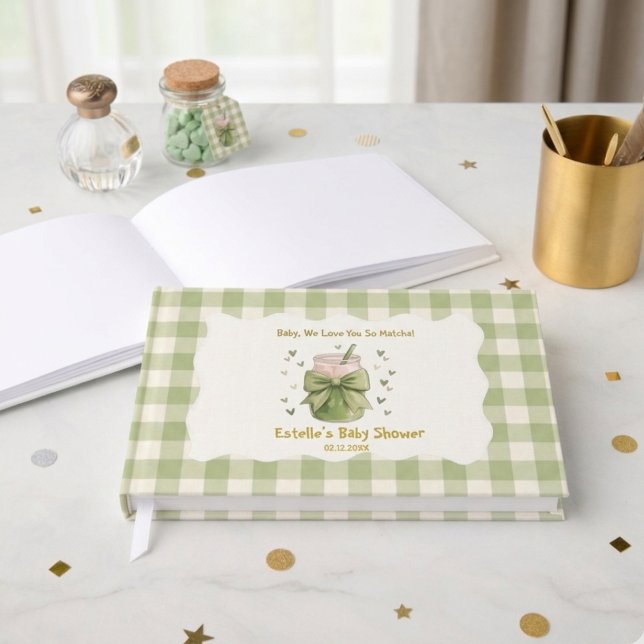 Libro De Visitas Te Amamos Tanto Matcha Gingham Corazones Lazo (Subido por el creador)