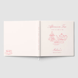 Libro De Visitas Té de la Tarde Desayuno Nupcial Rosa Dibujado a Ma