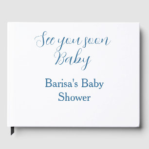 Libro De Visitas te veo pronto baby shower azul nombre fecha simple