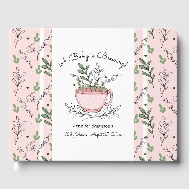 Libro De Visitas Tea Cup Tea Fiesta Baby Shower Guest Book (Anverso)