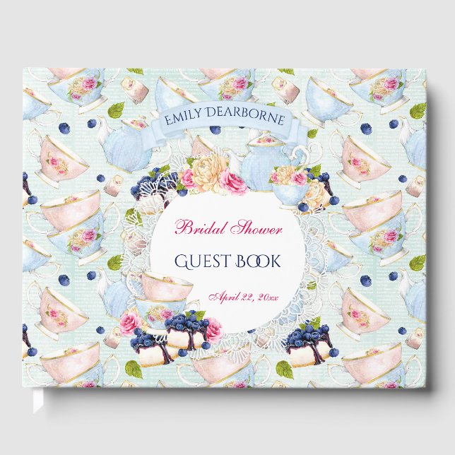 Libro De Visitas Tea Fiesta Lace Doily Rosas Té Cubos (Anverso)