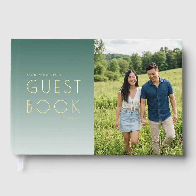 Libro De Visitas Teal Moderno Alegre Foto (Anverso)