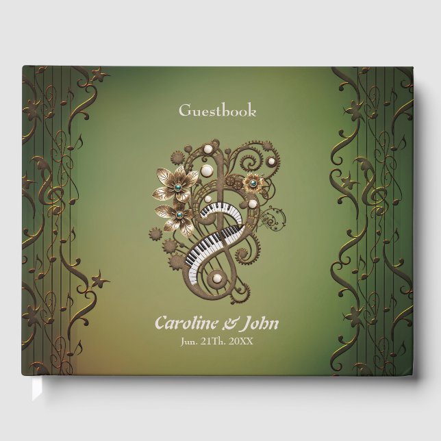 Libro De Visitas Teclado curvo de piano de vapor. (Anverso)