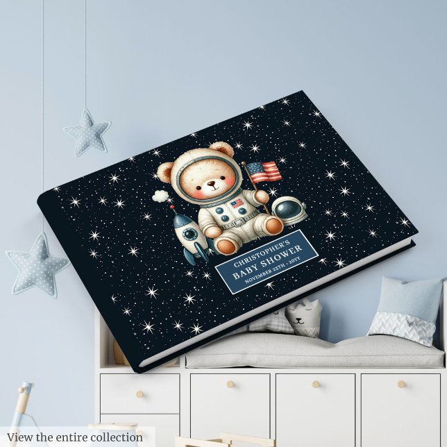 Libro De Visitas Teddy Bear Astronauta Boy Baby Shower Logbook (Teddy Bear Astronaut Boy Baby Shower Logbook Guest Book)