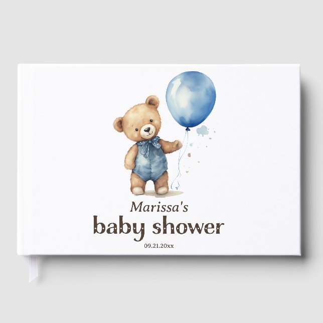 Libro De Visitas Teddy Bear Baby Boy Shower (Anverso)