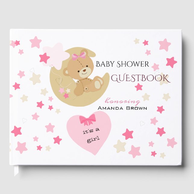 Libro De Visitas Teddy Bear Love Baby Girl Shower (Anverso)