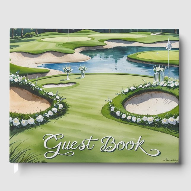 Libro De Visitas Tema Boda de golf para golfistas (Anverso)