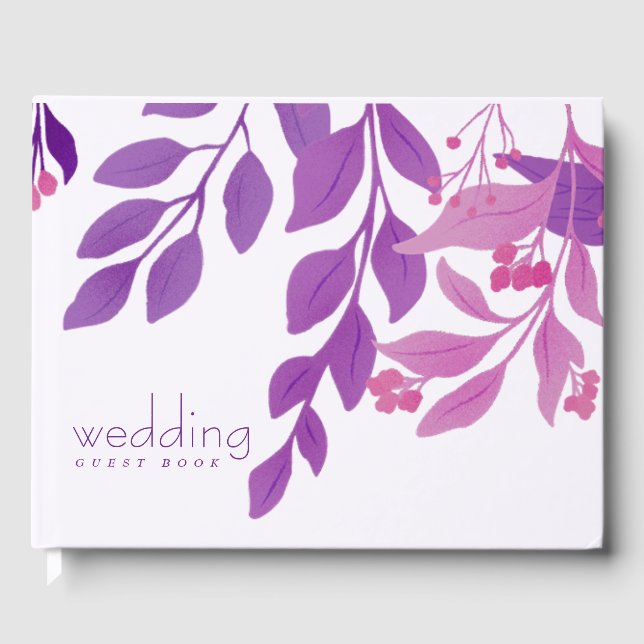 Libro De Visitas Tema Boda de hojas moradas (Anverso)