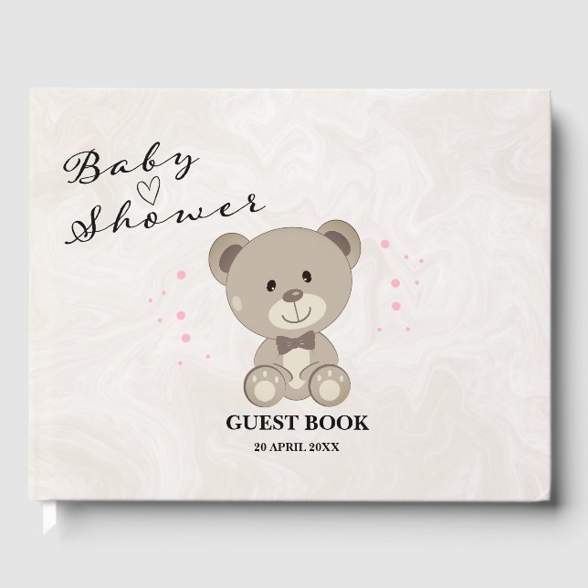 Libro De Visitas Tema de Oso de Teddy Baby Shower (Chicas rosados) (Anverso)