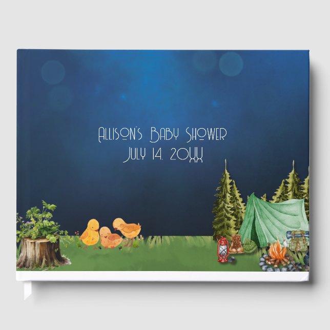 Libro De Visitas Tema del camping de Baby Shower Twin (Anverso)
