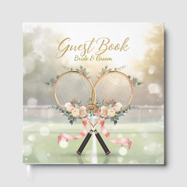 Libro De Visitas Tennis Wedding Guest Book – Floral Racket  (Anverso)
