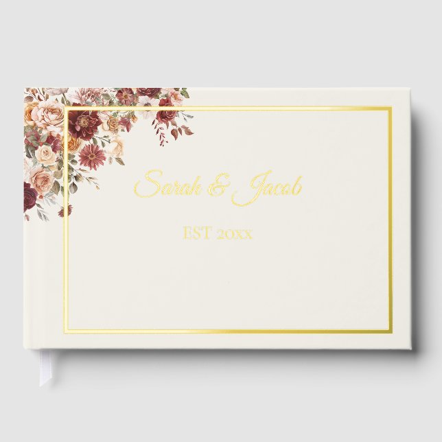 Libro De Visitas Terra Cotta green foil Wedding Guest Book (Anverso)