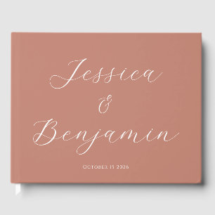 Libro De Visitas Terracota de Personalizable de guión elegante y mi