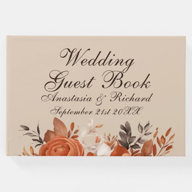 Libro De Visitas Terracota ligera y Boda Naranja quemado (Anverso)