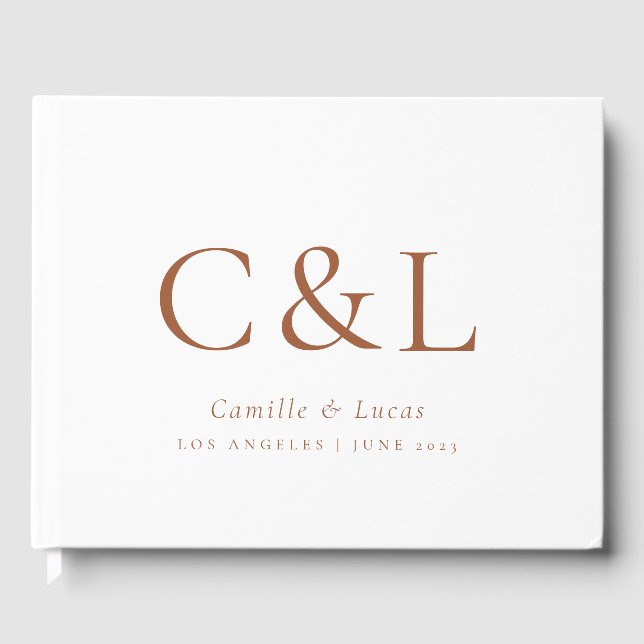 Libro De Visitas Terracotta Elegante Boda Minimalista (Anverso)