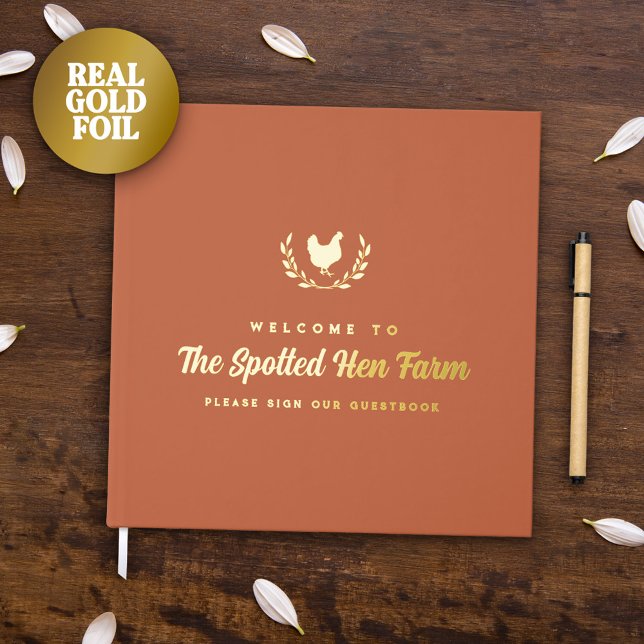 Libro De Visitas Terracotta Golden Hen Wreath Farmhouse Rental (Subido por el creador)