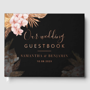 Libro De Visitas Terracotta Pampas Boda Rosa Oro