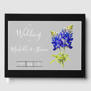 Libro De Visitas Texas Bluebonnets sobre gris claro, boda de primav