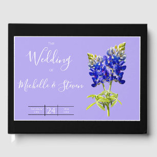 Libro De Visitas Texas Bluebonnets sobre Lavanda, boda de primavera