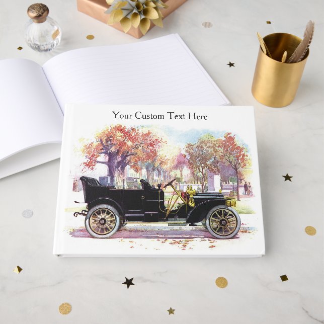 Libro De Visitas Texto del personalizado de coches de época (Anverso Abierto)