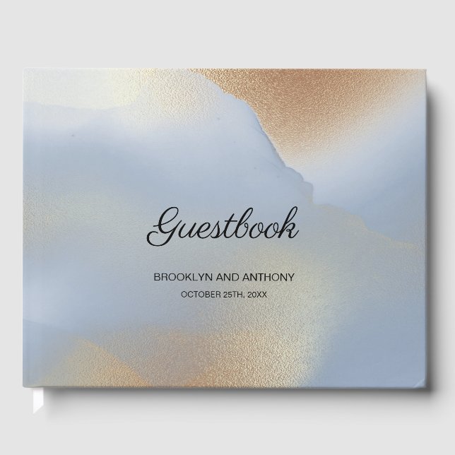 Libro De Visitas Textura azul y dorada (Anverso)