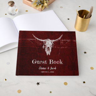 Libro De Visitas Textura de cráneo de toro rústico de Borgoña del p