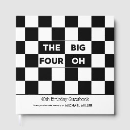 Libro De Visitas The Big 4 Oh Black White Checkered 40th Birthday