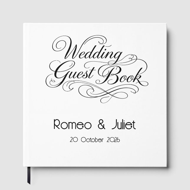 Libro De Visitas The Flourished Script Wedding Guest Book (Anverso)