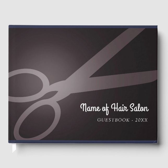Libro De Visitas Tijeras | Marrón oscuro y blanco | Hair Salon (Anverso)