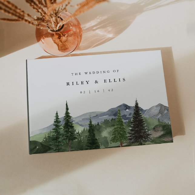 Libro De Visitas Timberline | Boda de bosque de montaña en acuarela (Subido por el creador)