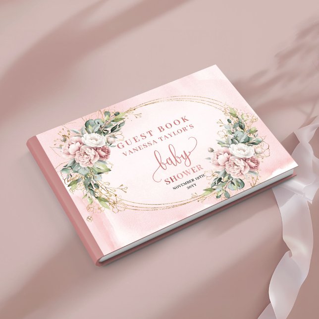Libro De Visitas Timeless Pink Floral Greenery Baby Guest Book (Timeless Pink Floral Greenery Baby Guest Book)