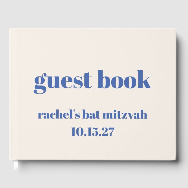 Libro De Visitas Tipografía audaz Personalizado marfil azul Cute Ba (Anverso)