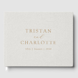 Libro De Visitas Típografía de oro personalizada Lino blanco de imi