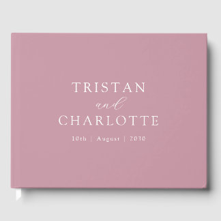 Libro De Visitas Tipografía de oro personalizada Rosa rosa de Rubor