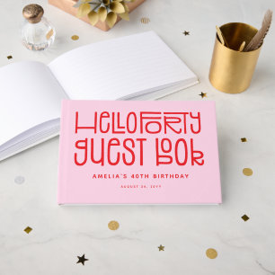 Libro De Visitas Tipografía divertida 'Hola Cuarenta' cumpleaños 40
