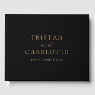 Libro De Visitas Tipografía dorada personalizada en negro