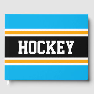 Libro De Visitas Tiras de Carreras negra azul cielo azul HOCKEY
